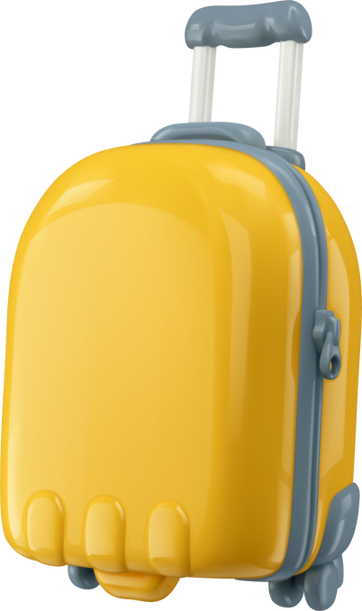 Cute yellow 3d suitcase